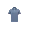 Moncler Tricolor-trimmed Cotton Piquet Polo Shirt Blue In Blue