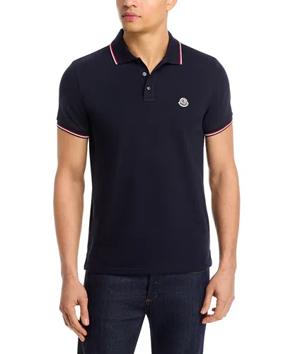 MONCLER TRICOLOR-TRIMMED COTTON PIQUET POLO SHIRT