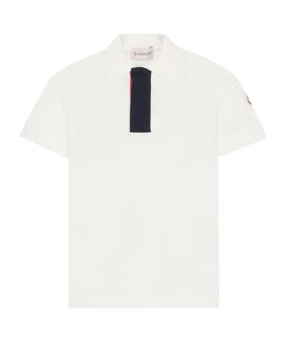Moncler Tricolor-trimmed Cotton Piquet Polo Shirt In White