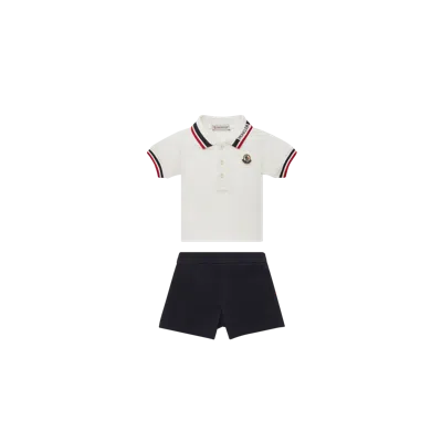 Moncler Kids' Tricolor-trimmed Cotton Piquet Set Multicolor