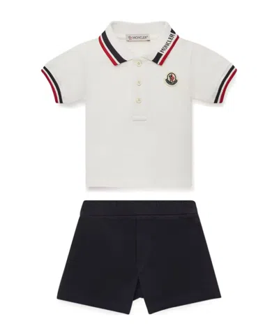Moncler Tricolor-trimmed Cotton Piquet Set In Multi