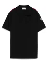 Moncler Tricolor-trimmed Cotton Polo Shirt In Black