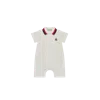 Moncler Stretch Piquet Rompers With Logo Patch Kids In White