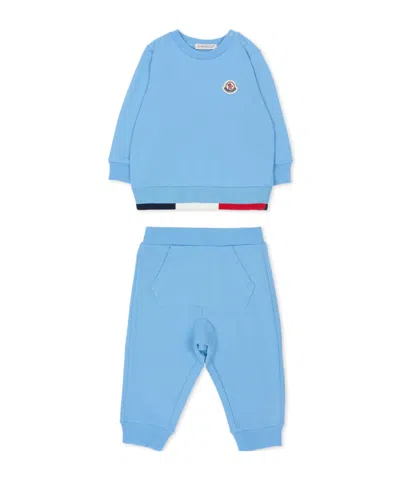 Moncler Tricolor-trimmed Cotton Sweatsuit Set In Blue