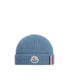Moncler Tricolor-trimmed Wool Beanie In Burgundy