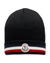 Moncler Tricolor Wool Beanie In Black