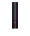 Moncler Logo Patch Stripe Virgin Wool Fringe Scarf In Black