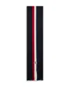 Moncler Logo Patch Stripe Virgin Wool Fringe Scarf In Black
