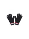 Moncler 'tricolore' Logo Gloves In Black