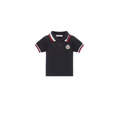 Moncler Kids' Polo En Piqué De Coton, Garçons, Bleu, Taille: 9/12 In Blue