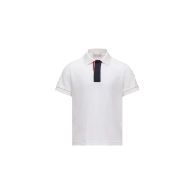 Moncler Kids' Polo En Piqué De Coton, Garçons, Blanc, Taille: 6a In Neutral