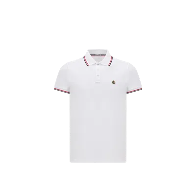 Moncler Polo En Piqué De Coton, Homme, Blanc, Taille: Xl In White