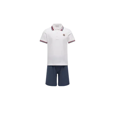 Moncler Kids' Ensemble En Piqué De Coton À Bordure Tricolore, Garçons, Multicolore, Taille: 8a In Blue