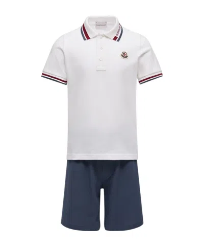 Moncler Kids'  Enfant Tricolour-trimmed Piquet Set In Neutral