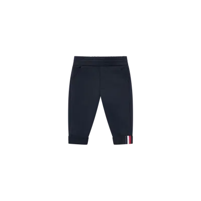 Moncler Kids' Pantalon De Survêtement En Coton À Bords Tricolores, Garçons, Bleu, Taille: 18/24 In Blue