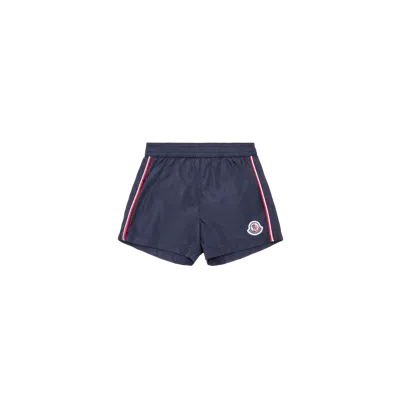 Moncler Kids' Short De Bain À Bords Tricolores, Garçons, Bleu, Taille: 9/12 In Blue