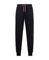 Moncler Blue Tricolour Accent Cotton Track Pants In Blue