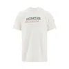 Moncler Mens Natural Logo-print Crewneck Cotton T-shirt In White