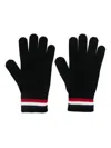Moncler Tricolour Virgin-wool Gloves In Black