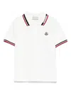 Moncler Tricolour-trimmed Cotton Piqué Polo Shirt In White