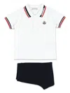 Moncler Kid - Tricolour-trimmed Cotton Piquet Set In White