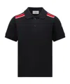 Moncler Tricolour-trimmed Cotton Piquet Polo Shirt In Blue