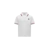 Moncler Tricolour-trimmed Cotton Piquet Polo Shirt, Boy, White, Size: 8y In White