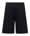 Moncler Tricolour-trimmed Cotton Piquet Shorts In Navy Blue