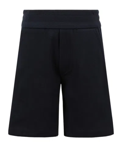 Moncler Tricolour-trimmed Cotton Piquet Shorts In Navy Blue