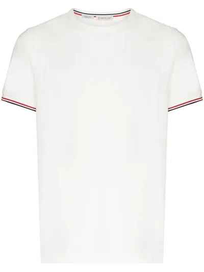 Moncler Tricolour-trimmed Cotton T-shirt Clothing In White