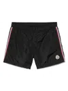 Moncler Tricolour-trimmed Swim Shorts In Black