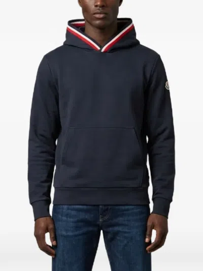 Moncler Hoodie Tricolour Detail In Blue