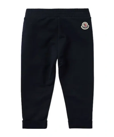 Moncler Kids' Tricolour-trimmed Cotton Sweatpants In Black