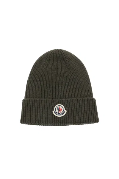 Moncler Tricot Beanie Hat In Green