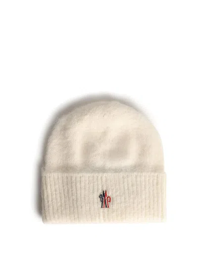 Moncler Tricot Beanie In Alpaca And Ivory Wool In Neutral