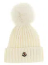 Moncler Pompom-detail Ribbed Beanie In White