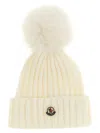 Moncler Pompom-detail Ribbed Beanie In White