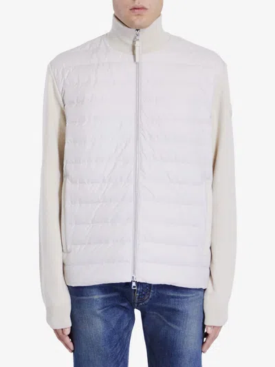 Moncler Long-sleeved Down Cardigan In White