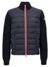 Moncler Padded Front Panel Cardigan With High Collar In Blue