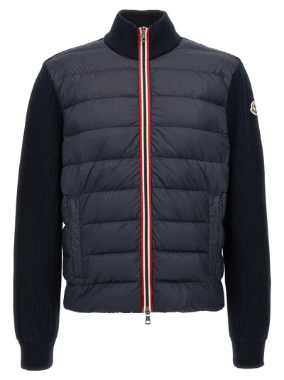 Moncler Padded Cotton Zip-up Cardigan In Night Sky