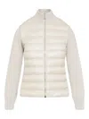 Moncler Quilted Tech Fabric Cardigan Pockets In White