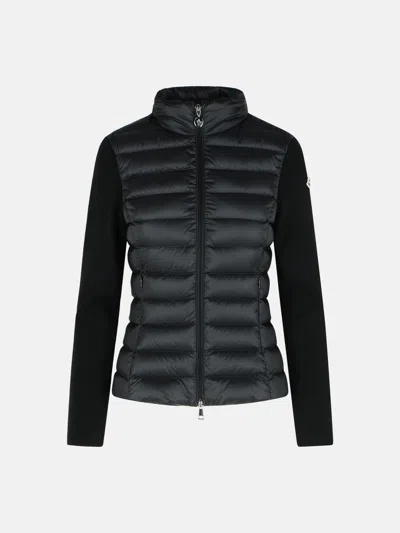 Moncler Tricot' Cardigan In Polyamide And Black Virgin Wool