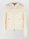Moncler Womens Miscellaneous Hybrid Logo-badge Nylon And Cotton-knit Cardigan Xl In Neutral