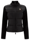 Moncler Grenoble Black Turtleneck Cardigna With Logo Application In Tech Fabric Woman