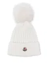 Moncler Pompom-detail Ribbed Beanie In White