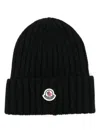 Moncler Virgin Wool Beanie In Black