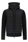 Moncler Mens Black Hybrid Padded Knitted Cardigan Xxl In Black