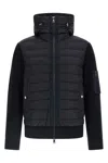 Moncler Wool Blend Tricot Down Jacket In Blue