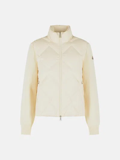 Moncler 'tricot' Ivory White Virgin Wool Cardigan