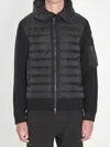 Moncler Mens Black Hybrid Padded Knitted Cardigan Xxl In Black